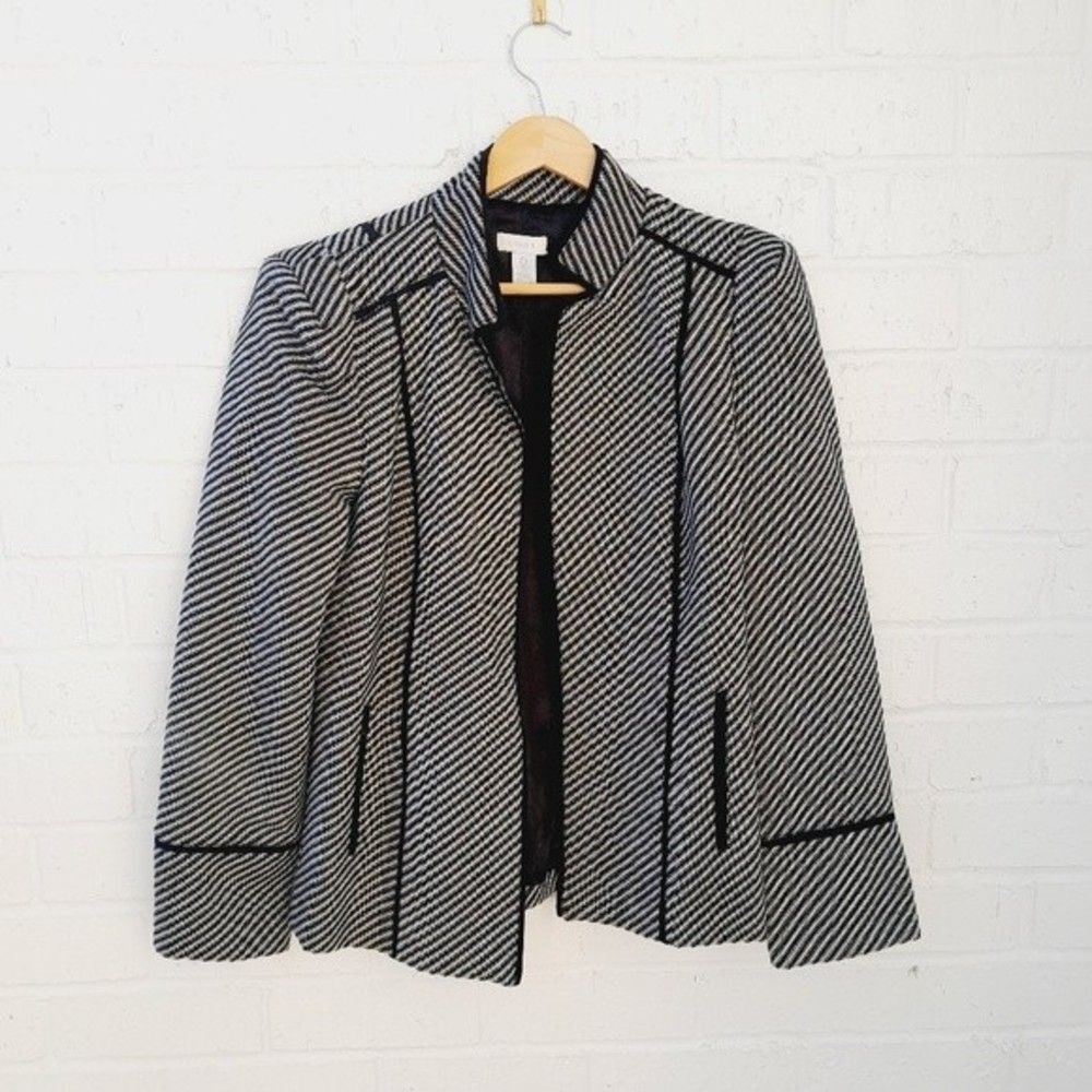 CHICO'S Pinstripe Tweed like Jacket Blazer Career Wear sz:  0 (S/4)